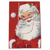 Klassieke Kerstman, vrolijk en knipogend Medium Cadeauzakje (Achterkant)