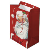 Klassieke Kerstman, vrolijk en knipogend Medium Cadeauzakje (Achterkant Gekanteld)