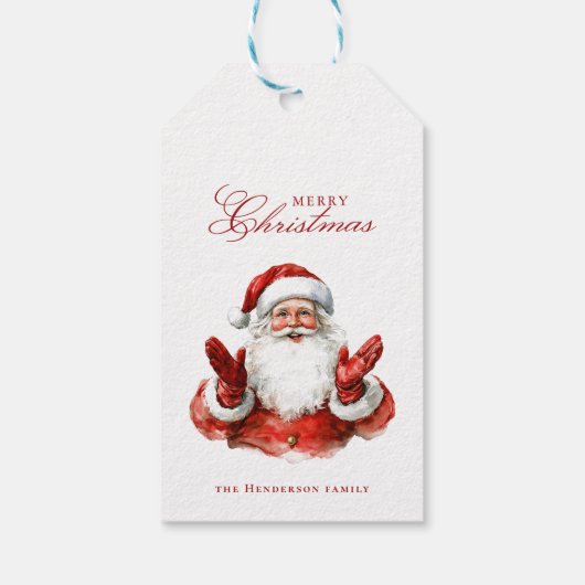 Klassieke Kerstman Vrolijk Kerstfeest Aangepaste n Cadeaulabel (Achterkant)