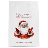 Klassieke Kerstman Vrolijk Kerstfeest Aangepaste n Medium Cadeauzakje (Voorkant)