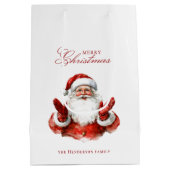 Klassieke Kerstman Vrolijk Kerstfeest Aangepaste n Medium Cadeauzakje (Achterkant)