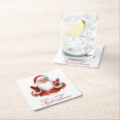 Klassieke Kerstman Vrolijk Kerstfeest Kartonnen Onderzetters (Insitu)