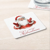 Klassieke Kerstman Vrolijk Kerstfeest Kartonnen Onderzetters (Schuin)