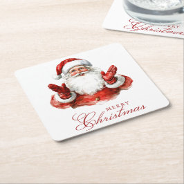 Klassieke Kerstman Vrolijk Kerstfeest Kartonnen Onderzetters