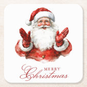 Klassieke Kerstman Vrolijk Kerstfeest Kartonnen Onderzetters (Voorkant)