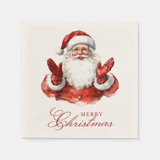 Klassieke Kerstman Vrolijk Kerstfeest Servet (Voorkant)