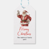 Klassieke Kerstman Waterverf Moderne Kerstkaart Cadeaulabel (Voorkant)
