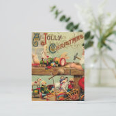 Klassieke Kerstman Werkplaats Speelgoed Kunst Cade Feestdagenkaart (Staand voorkant)