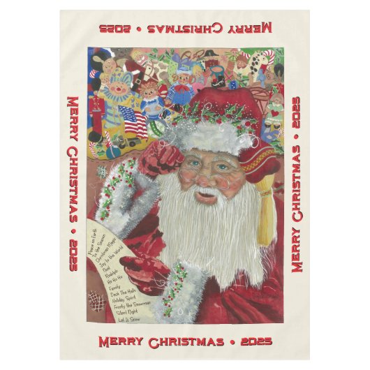 Klassieke Kerstman - Winter Wit Aangepaste Kerstmi Tafelkleed (Voorkant)