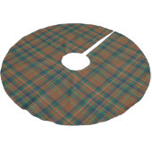 Klassieke Kerstmarine en Oranje Plaid Flannel Kerstboom Rok (Gekanteld)