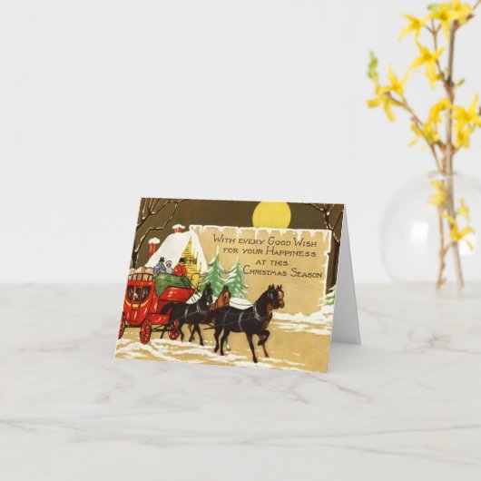 Klassieke Kerstmensen die in een paardenkoets rijd Kaart (Gele Bloem)