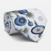 Klassieke Kerstmis Blauwe Zilveren Ornamenten uit  Stropdas (Opgerold)