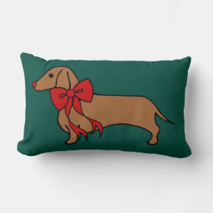 Klassieke Kerstmis Dachshund Puppy Kussen