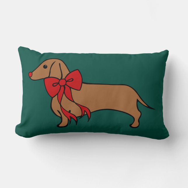 Klassieke Kerstmis Dachshund Puppy Kussen (Voorkant)
