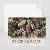 Klassieke Kerstmis Dennenkegel Vrede Op Aarde Feestdagenkaart (Voorkant / Achterkant)
