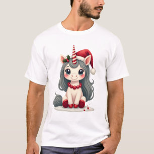 Klassieke Kerstmis Eenhoorn Meisje Schattige Vakan T-shirt