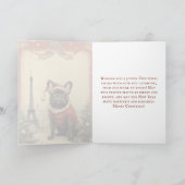 Klassieke Kerstmis Eiffeltoren Franse Bulldog Feestdagen Kaart (Binnen)
