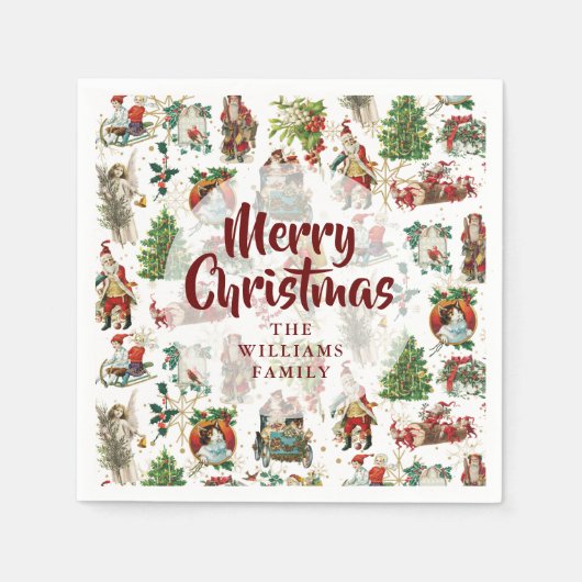 Klassieke Kerstmis familienaam sfeervol Servet (Voorkant)