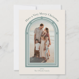 Klassieke Kerstmis Gebogen Vakantiefoto Feestdagenkaart