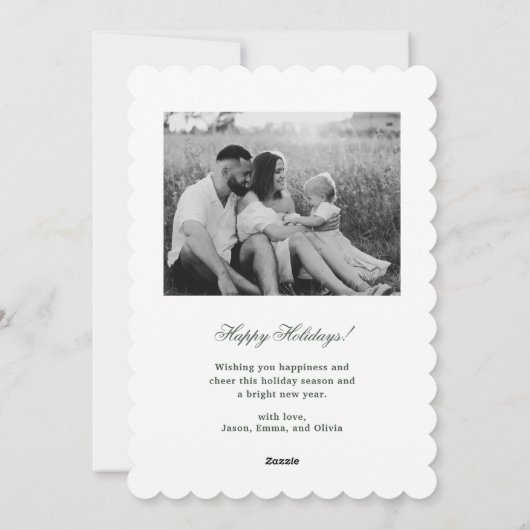 Klassieke Kerstmis gespeeld tweezijdige familiefot Feestdagenkaart (Achterkant)