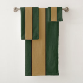 Klassieke Kerstmis Groen En Gouden Strepen Bad Handdoek