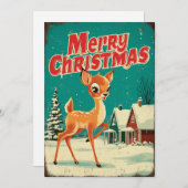 Klassieke Kerstmis Herten Kunst Feestdagenkaart (Voorkant / Achterkant)