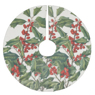 Klassieke Kerstmis Hulst met Rode Bessen Kunst Kerstboom Rok