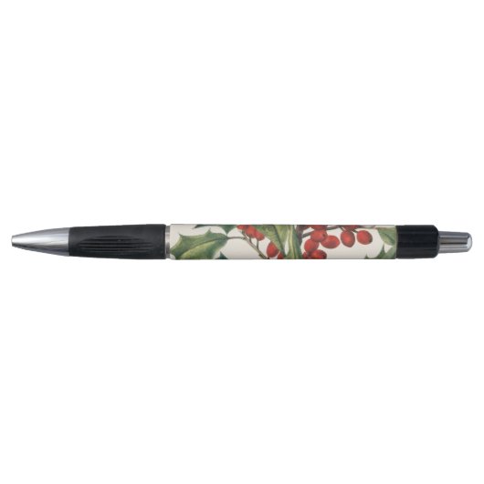 Klassieke Kerstmis Hulst met Rode Bessen Kunst Pen (Voorkant)