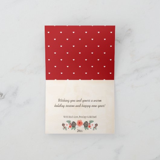 Klassieke Kerstmis Huwelijk Dankjewel met Dennenap Bedankkaart (Binnen)