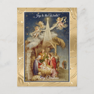 Klassieke Kerstmis Kerstscène I Klassiek Religieus Feestdagenkaart