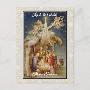 Klassieke Kerstmis Kerstscène I Klassiek Religieus Feestdagenkaart