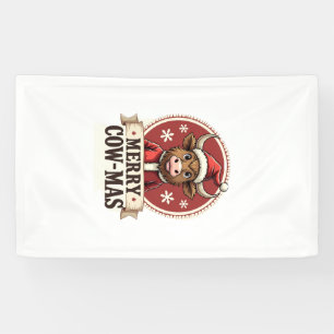 Klassieke Kerstmis Koe-Mas Hoogland Koe Kerst Cart Spandoek