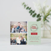 Klassieke kerstmis met twee foto's op maat briefkaart (Staand voorkant)