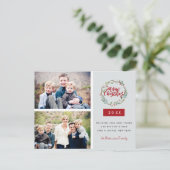 Klassieke kerstmis met twee foto's op maat briefkaart (Staand voorkant)