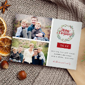 Klassieke kerstmis met twee foto's op maat briefkaart