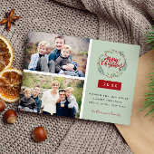 Klassieke kerstmis met twee foto's op maat briefkaart