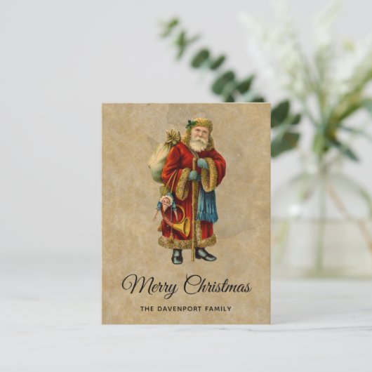 Klassieke Kerstmis Oude Wereld Sinterklaas Feestdagenkaart (Staand voorkant)