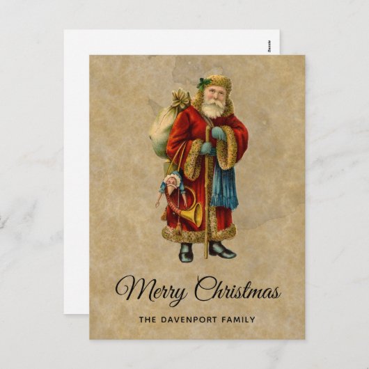 Klassieke Kerstmis Oude Wereld Sinterklaas Feestdagenkaart (Voorkant / Achterkant)