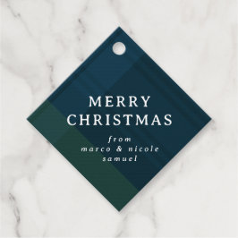 Klassieke Kerstmis plaid eenvoudige marine geperso Bedankjes Labels
