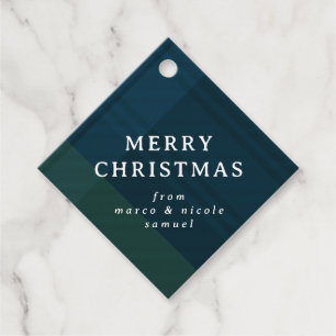 Klassieke Kerstmis plaid eenvoudige marine geperso Bedankjes Labels