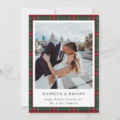 Klassieke Kerstmis Plaid Getrouwd en Helder Foto Feestdagenkaart (Voorkant)