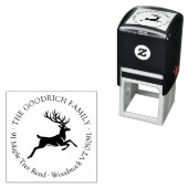 Klassieke Kerstmis Rendier Ronde Terugkeer Adres Zelfinktende Stempel (In situ)