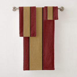 Klassieke Kerstmis Rood En Goud Strepen Bad Handdoek