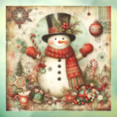 Klassieke Kerstmis Snowman Window Cling Raamsticker (Vel 3)