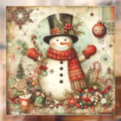 Klassieke Kerstmis Snowman Window Cling Raamsticker (Vel 2)