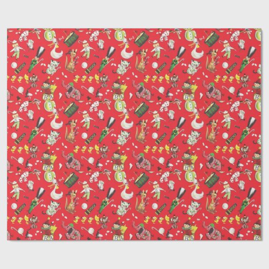 Klassieke Kerstmis Speelgoed Trommel Soldaat Jack  Cadeaupapier (Vlak)