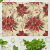 Klassieke Kerstmis Theedoek Rustieke Rode Bloemsti (Gevouwen)