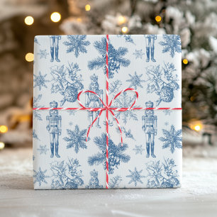 Klassieke Kerstmis Toile Blauwe Notenkrakers Cadeaupapier