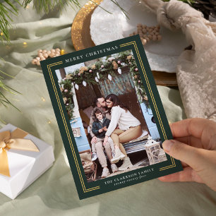 Klassieke Kerstmis Vakantie Fotokaart Feestdagenkaart