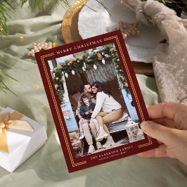 Klassieke Kerstmis Vakantie Fotokaart Feestdagenkaart